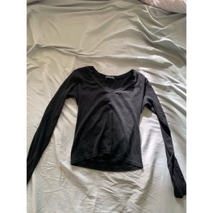 Brandy Melville Black Long Sleeve V-Neck Shirt